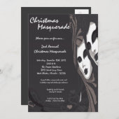 5x7 Grijs Zilver Masquerade Kerstuitnodiging Kaart (Voorkant / Achterkant)