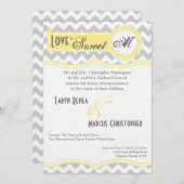 5x7 Gris Jaune Chevron Faire-part de mariage (Devant / Derrière)