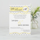 5x7 Gris Jaune Chevron Faire-part de mariage (Debout devant)