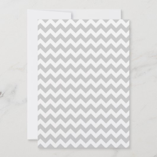 5x7 Gris Jaune Chevron Faire-part de mariage (Dos)