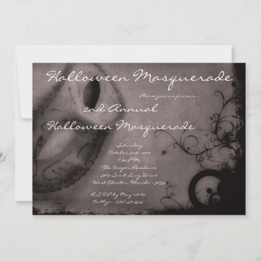 5x7 Gris Masquerade Halloween Costume Invitation (Devant)