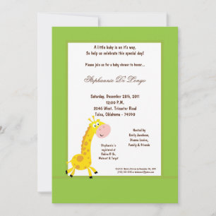 5x7 Groene Giraffe Baby shower Uitnodiging