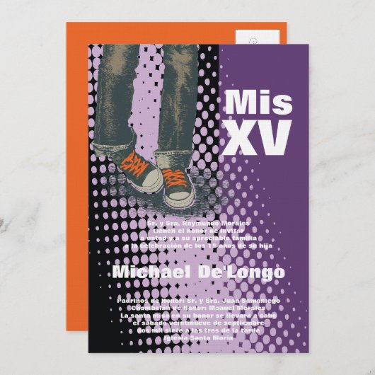 5x7 Grunge Basket Quinceanera Invitation d'anniver (Devant / Derrière)