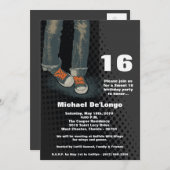 5x7 Grunge Baskets Seize Anniversaires Invitation (Devant / Derrière)