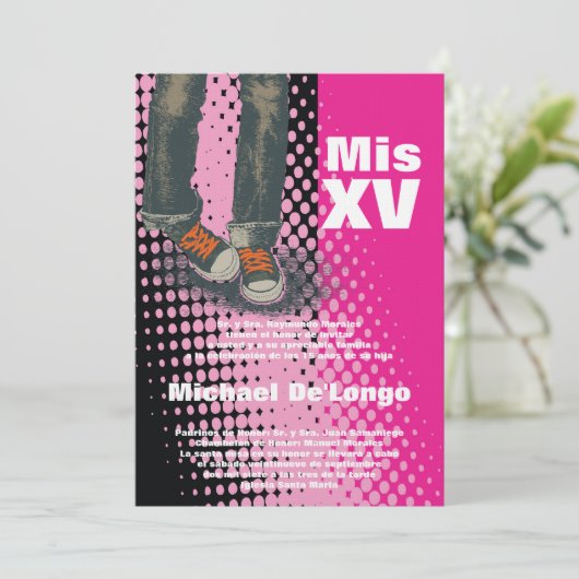 5x7 Grunge Sneaker Quinceanera Verjaardag Uitnodig Kaart (Staand voorkant)