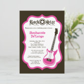 5x7 Guitare Roche Rose Fille Invitation Par Annive (Debout devant)
