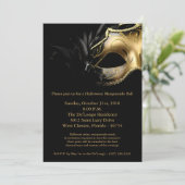 5x7 Halloween Masquerade Ball Mask Invitation Kaart (Staand voorkant)