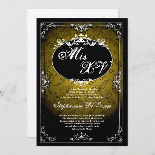 5x7 Hanger Broach Quinceanera Verjaardag Uitnodigi Kaart (Voorkant / Achterkant)