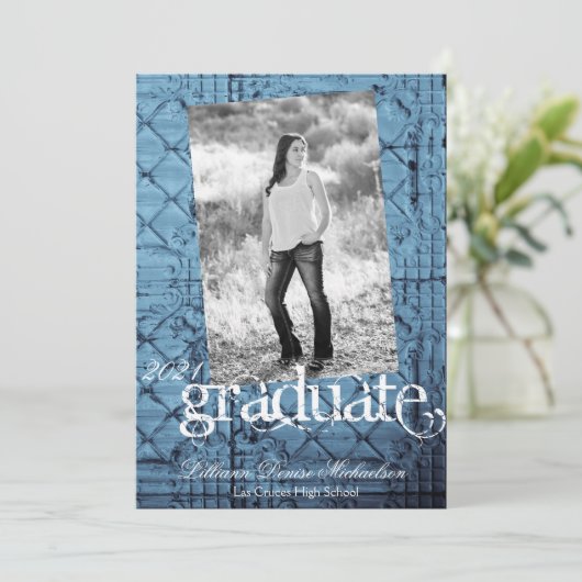 5x7 Haut Faire-part Rustique Plafond de panneau d' (Debout devant)