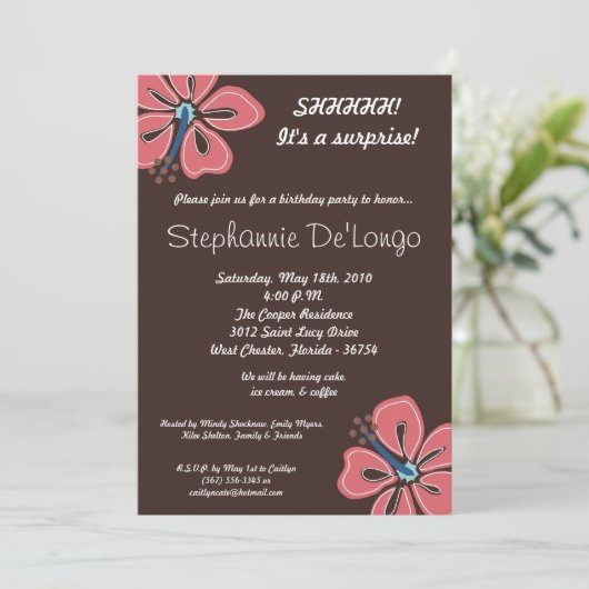5x7 Hawaiian Hibiscus Bloem Verjaardag Uitnodiging (Staand voorkant)