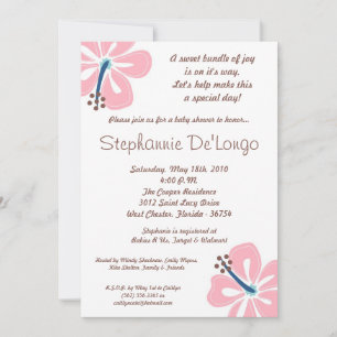 5x7 Hawaiian HibiscusFlower Baby shower Invitation Kaart