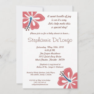 5x7 Hawaiian HibiscusFlower Baby shower Invitation Kaart