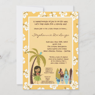 5x7 Hawaiian Luau Baby shower tropical Invitation