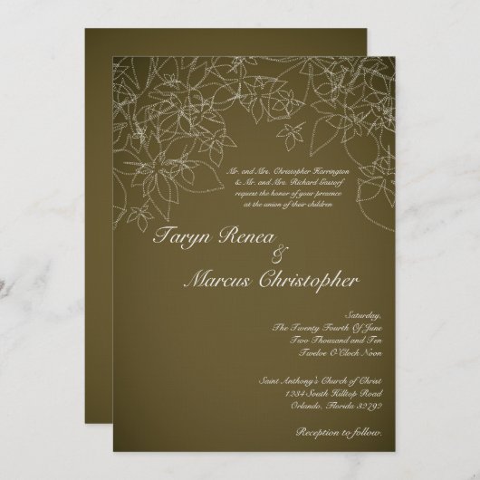 5x7 Herfst Bloemen Herfst Linnen Huwelijksuitnodig Kaart (Voorkant / Achterkant)