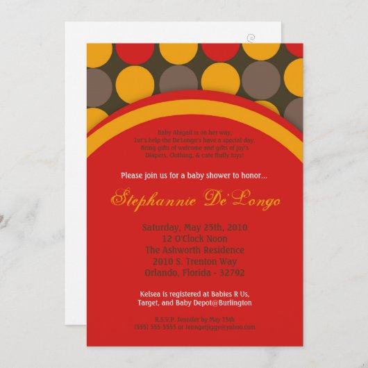 5x7 herfst Herfst Polka Dot Baby shower Uitnodigin Kaart (Voorkant / Achterkant)