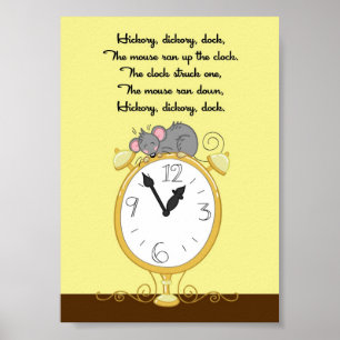 5x7 Hickory Dickory Dock Rhyme Kinder Room Wall Ar Poster