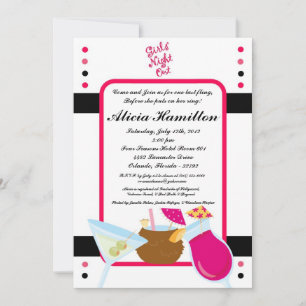 5x7 Hot Pink Cocktails Bachelorette uitnodiging