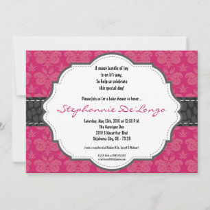 5x7 Hot Pink Damask Cheetah Baby shower Uitnodigin Kaart