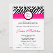 5x7 Hot Pink Zebra Print Baby shower Uitnodiging (Voorkant)