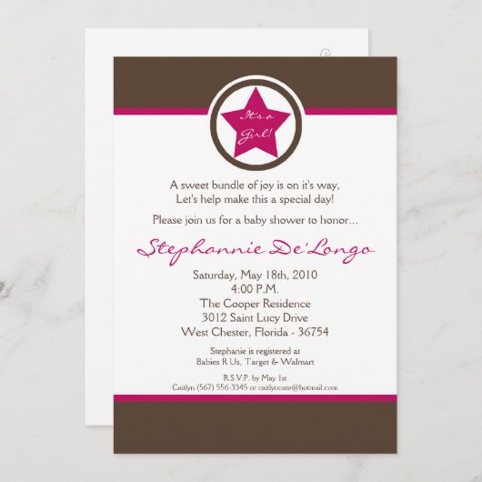 5x7 Hot Rock Star Invitation Baby shower (Devant / Derrière)