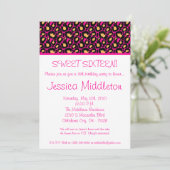 5x7 Hot rose Cheetah Invitation 16e anniversaire (Debout devant)