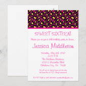 5x7 Hot rose Cheetah Invitation 16e anniversaire (Devant / Derrière)