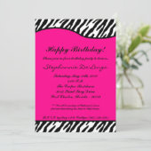 5x7 Hot rose Zebra Anniversaire Invitation (Debout devant)