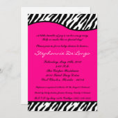 5x7 Hot rose Zebra Imprimer Baby shower Invitation (Devant / Derrière)