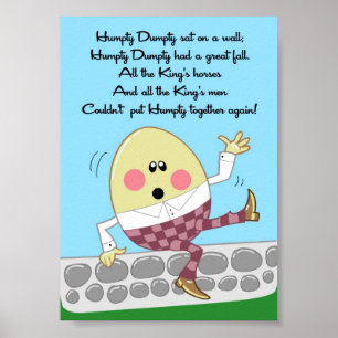 5x7 Humpty Dumpty Rhyme Kinder Room Wall Art Poster