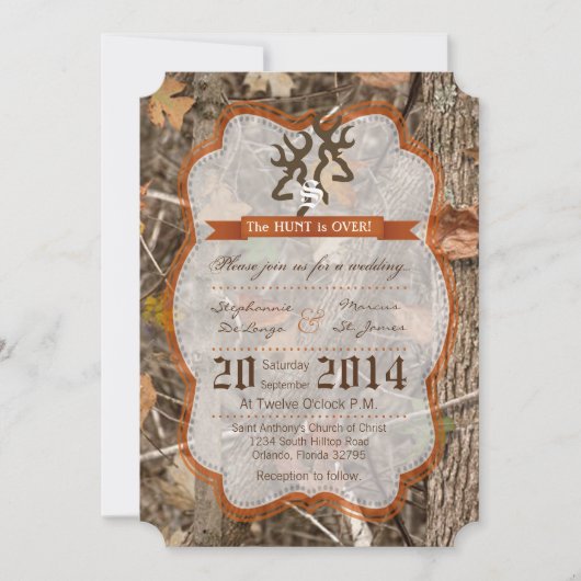 5x7 'Hunting Couple Deer Wedding' Uitnodiging (Voorkant)