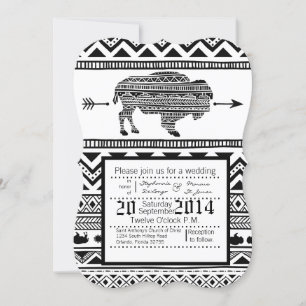 5x7 Huwelijksuitnodiging Boho Buffalo Tribal Patte Kaart