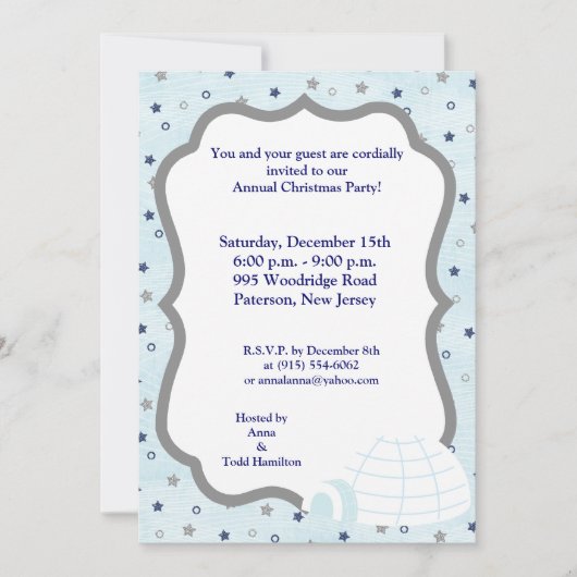 5x7 Icy Igloo Baby Blue Invitation (Devant)