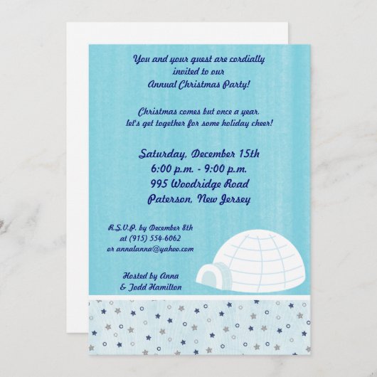 5x7 Igloo Baby Blue Invitation Kaart (Voorkant / Achterkant)