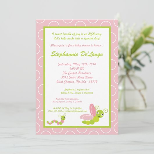5x7 Insectes printanières Invitation Baby shower d (Debout devant)