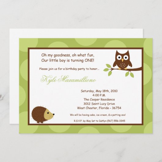 5x7 Invitation à la fête d'anniversaire de la Chou (Devant / Derrière)