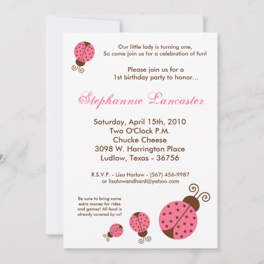 5x7 Invitation à la fête d'anniversaire Pink Sprin (Devant)