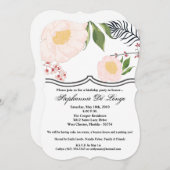 5x7 Invitation Anniversaire Fleurs florales blanch (Devant / Derrière)