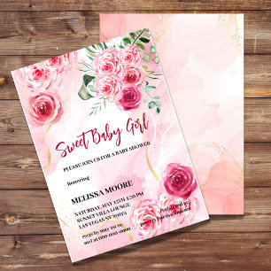 5x7 Invitation Aquarelle Magenta Rose