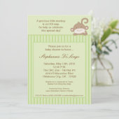 5x7 Invitation au Baby shower de singe vert neutre (Debout devant)