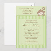 5x7 Invitation au Baby shower de singe vert neutre (Devant / Derrière)