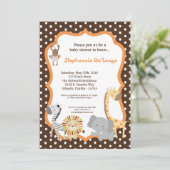 5x7 Invitation Baby shower animal d'aventure Jungl (Debout devant)
