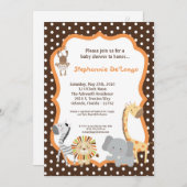 5x7 Invitation Baby shower animal d'aventure Jungl (Devant / Derrière)