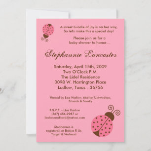 5x7 Invitation Baby shower de bugs de printemps ro
