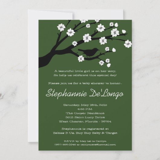 5x7 Invitation Baby shower de cerisiers en fleurs (Devant)