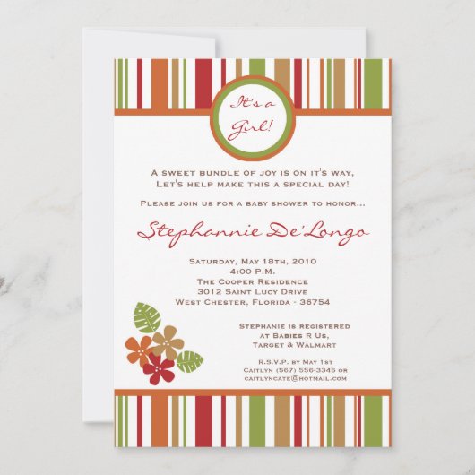 5x7 Invitation Baby shower de flottement hawaïen t (Devant)