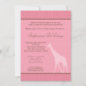 5x7 Invitation Baby shower de girafe rayée rose (Devant)