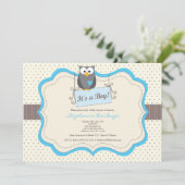 5x7 Invitation Baby shower de la Chouette de Bois (Debout devant)