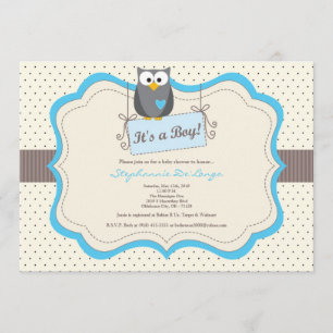 5x7 Invitation Baby shower de la Chouette de Bois