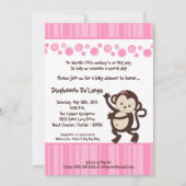 5x7 Invitation Baby shower de singe rose pop fémin (Devant)