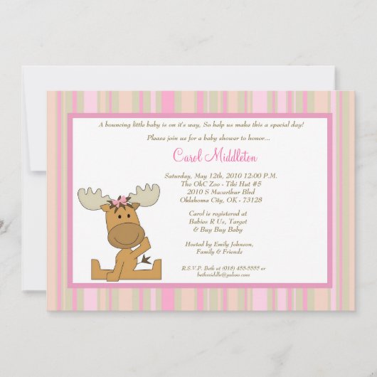 5x7 Invitation Baby shower d'orignaux de bois de P (Devant)